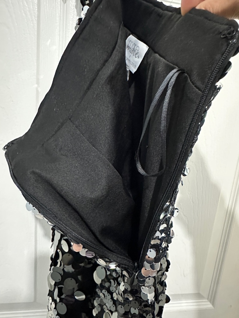 Anthropologie Black and Silver Sequin Pencil Skirt - Picture 7 of 9
